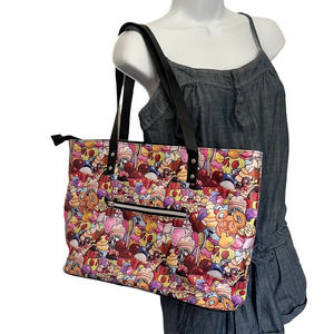 Disney Inspired Giant Park Foods Print Vinyl Tote Bag Double Strap Pocket